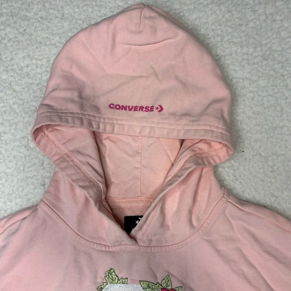 Converse Girls Pink Logo Embroidered Hooded Sweater Dress